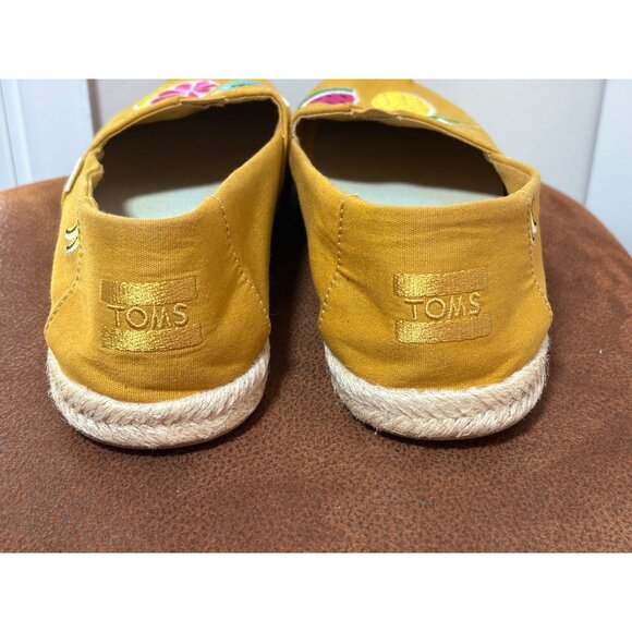 Toms Fruit Embroidery Mustard Color Classics Alpargatas Espadrille Flats 9.5 - Picture 6 of 8